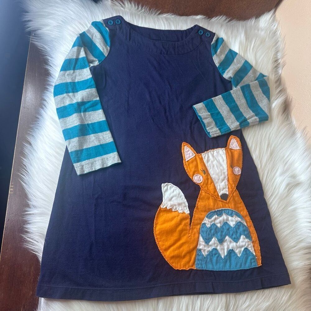 Mini Boden Fox Appliqué Dress Size 5-6 Years
